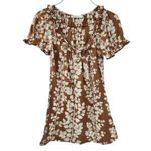 TESTAMENT Floral Puff Sleeve Top Womens Size Small Peasant Spring Summer